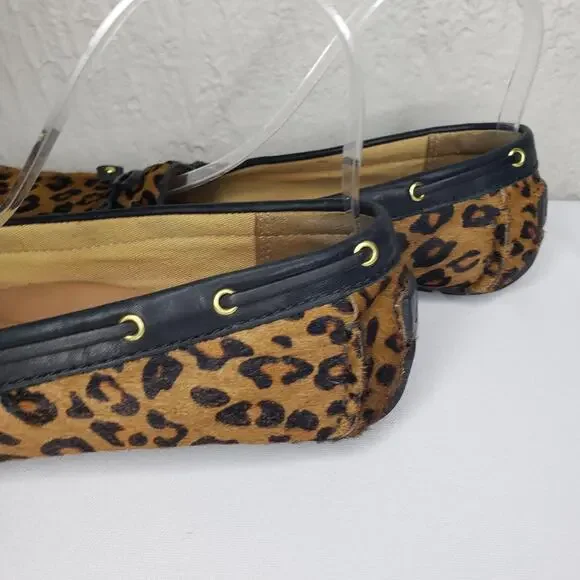 Clarks Dunbar Womens 9 Cruiser Pony Hair Slip-on Moccasin Loafers Leopard Print - Picture 10 of 16